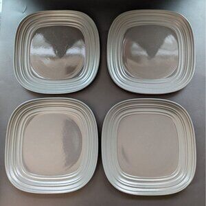 Set of 4 Mikasa Swirl Square Graphite Gray Salad Plates 8 3/4" Modern Design
